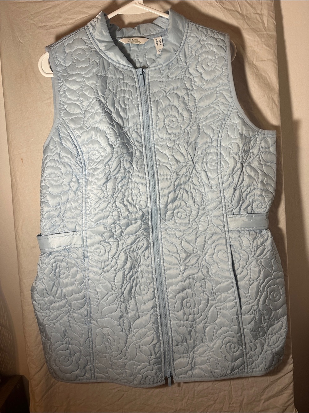 Light Blue Quilted Floral Vest - (Brand)
